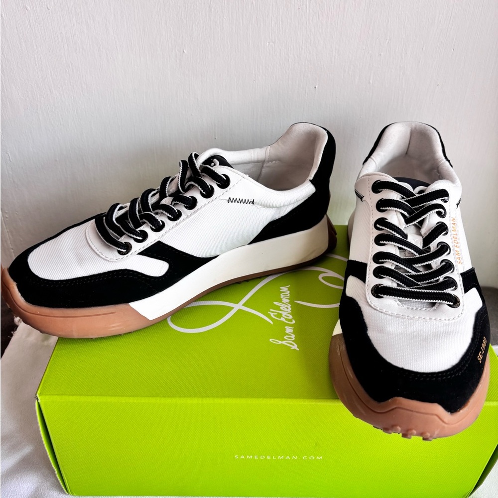 Sam Edelman Layla Sneaker in Black and White